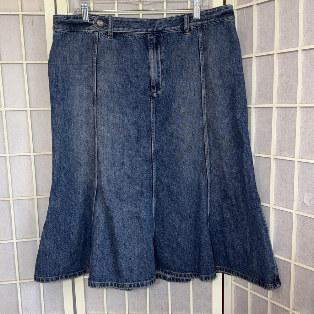 VTG Ralph Lauren Denim Skirt Pleated Mid-Length Western 90s Y2K Womens Size 16